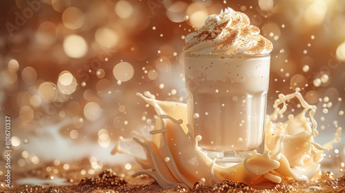 creamy milkshake explosion with caramel swirls and whipped cream topping amidst sparkling lights