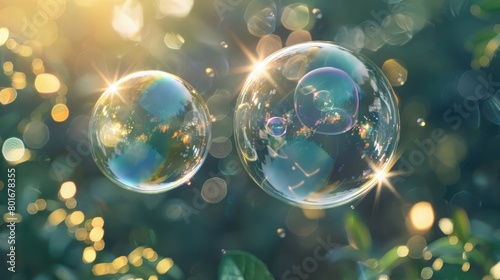 An enchanting image of two bubbles, floating side by side, representing the delicate and ephemeral nature of best friendships on National Best Friends Day.