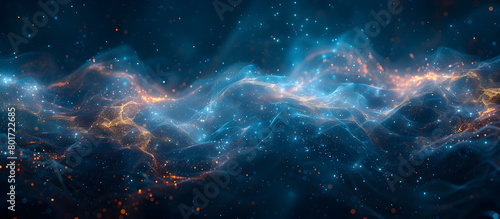 Vibrant Cosmic Interconnections A Captivating Abstract Banner of Intricate Geometric Shapes Illuminating the Starry Expanse