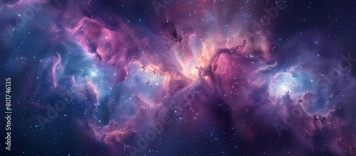 Captivating view of a vast purple and blue nebula filled with twinkling stars in the night sky