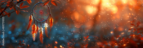 fire in the forest, Beautiful background dream catcher gently