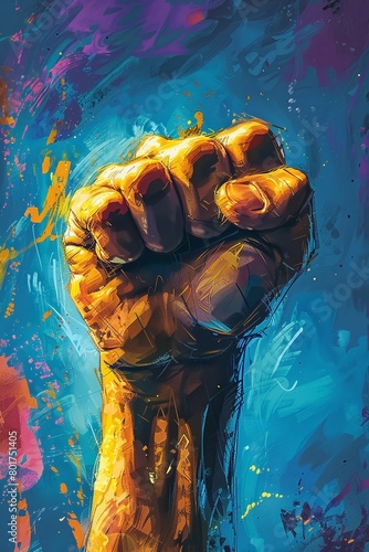 An image depicting a raised fist in protest, symbolizing solidarity and resistance within social movements.