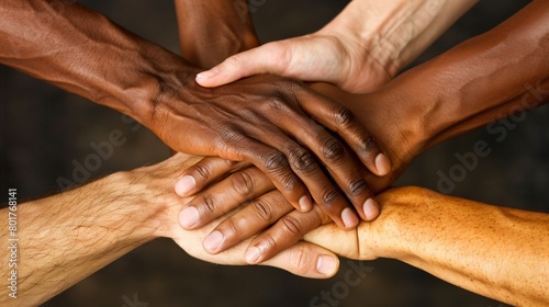 Symbolic Representation of Team Spirit, Hands Holding Firmly in Unity