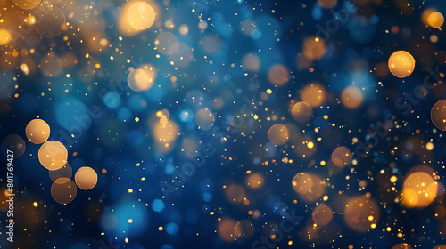 Abstract blur of festivity an image of a joyful and bokeh filled night light background Abstract bokeh background. Gold bokeh on defocused dark blue background