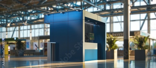 promotional trade show stand whit modern design and blue led lights
