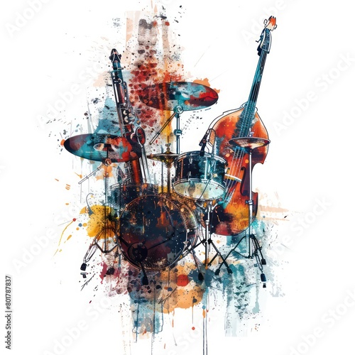 jazz band instruments isolated on a white background