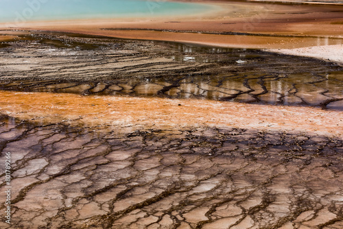 An abstract view of the Prismatic geysers in Yellowstone National Park.