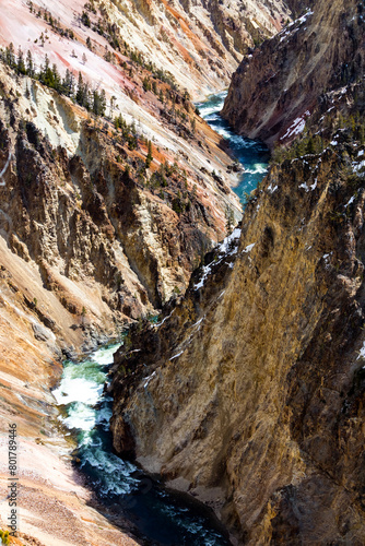 A scenic gorge near Canyon Falls in Yellowstone National Park.