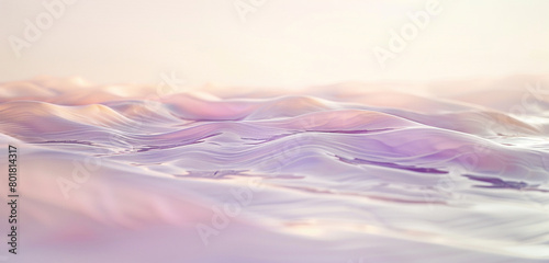 A feeling of innocence and purity is evoked by the soft, ethereal waves of pastel pink and lavender that gradually ripple across a spotless white surface