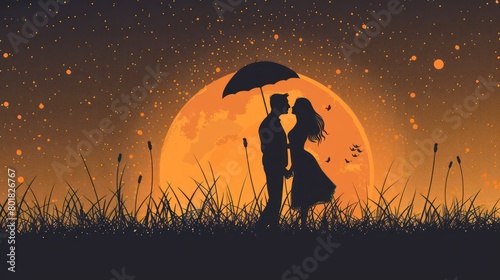 a silhouette captures the embrace of a loving couple, their contours melding into a timeless symbol of affection and devotion