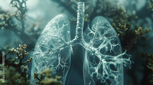 The closeup view of a human lung with clear