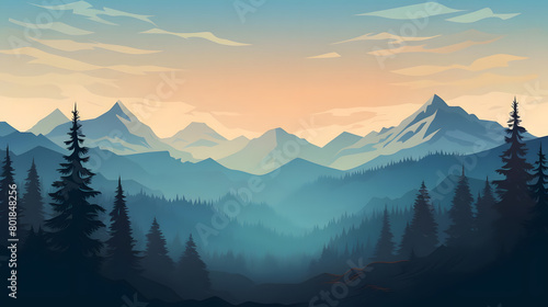 Mountain Majesty, Mountain Silhouettes, Realistic Mountains Landscape. Vector Background