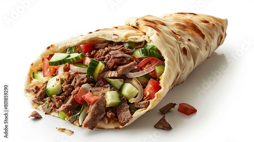 A graphic design of a doner kebab with a cross-section