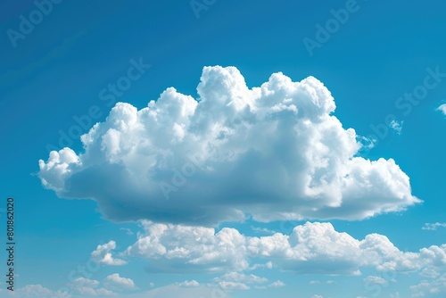 Magnificent Cumulus Cloud Gliding Elevated in the Clear Blue sky. Generative Ai