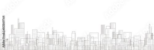 【PNG透過】高層ビルが立ち並ぶ都会の街並み風景