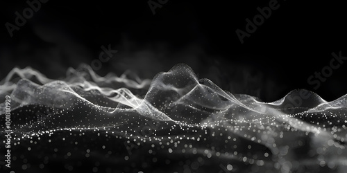 Abstract black background white flowing lines