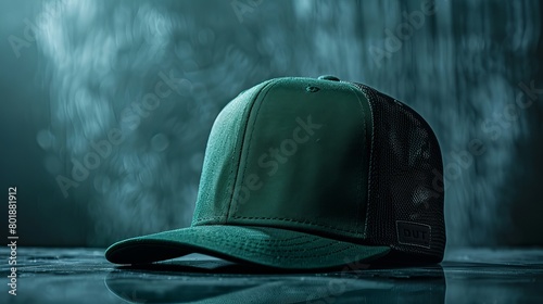 product photo, snapback green cap, USA style, expensive cotton high quality materials