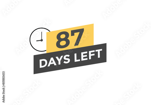 87 days to go countdown template. 87 day Countdown left days banner design. 87 Days left countdown timer 