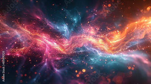 Quantum bits entanglement illustration, vibrant screen colors, eye-level, physics marvel 