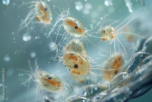 Microscopic Aquatic Invertebrates Feeding on Bacteria in Water