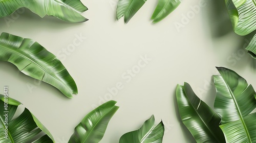 Lush Green Tropical Leaves Forming Natural Frame for Health and Wellness Poster Design