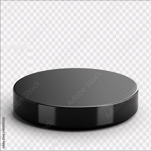 a black circular object on a white background