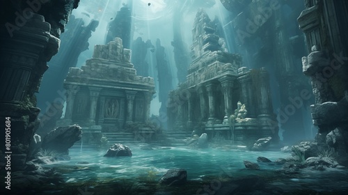 A large mass of ocean water covered the ruined temple.