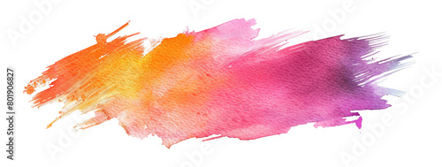 Vibrant watercolor texture in warm tones, cut out - stock png.