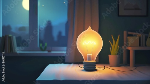 Animated sequence showing the benefits of turning off lights to save energy, engaging and educational, ideal for public service announcements