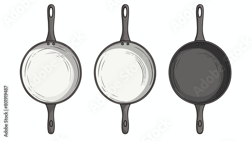 Set of frying pans on white background Vector illustration