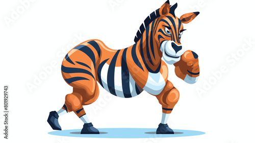 Strong zebra animal showing his muscles mascot logo 