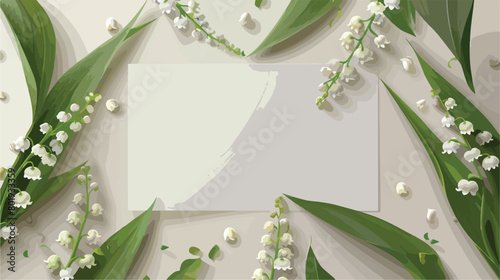 Beautiful lily-of-the-valley flowers and greeting car