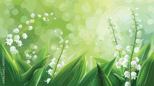 Beautiful lily-of-the-valley flowers on color background