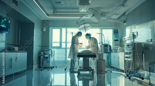 Doctors Performing Gastrointestinal Endoscopy in Advanced Medical Facility