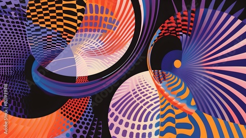 Captivating Geometric Optical Art with Vibrant Psychedelic Patterns