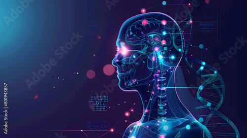 Artificial intelligence development in healthcare science and technology illustration. Medical treatment aided hi tech for future properly care. Artificial intelligence.