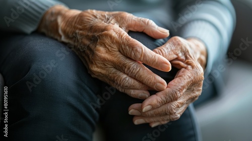 Conceptual Illustration: Aging Hands with Swelling and Stiffness, Symbolizing Time's Toll in Rheumatoid Arthritis, for medical website content, for online blogs