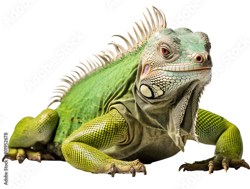 a green iguana with a long neck