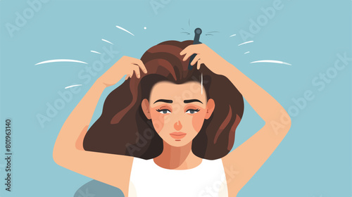 Young woman with hair loss problem receiving injection 
