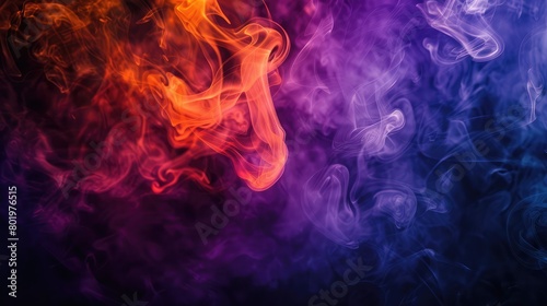Smoke of various shapes can be used for various decorative work, Ink water splash, Color smoke, Esoteric explosion, colourful fume cloud texture wave on black abstract art background 