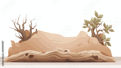 Decorative plaster podium with branches and tree bark