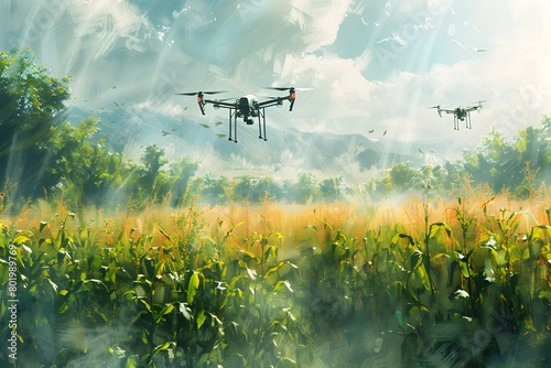 Aerial Drones Monitoring Farmland for Precision Agriculture