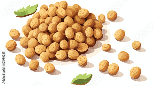Dried chickpeas on white background Vector illustration
