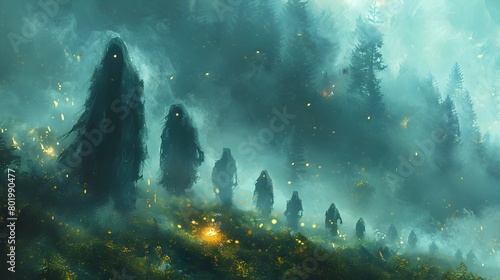 Ethereal Defender Protects Paranormal Investigators from Vengeful Spirits in Mist-Shrouded Forest