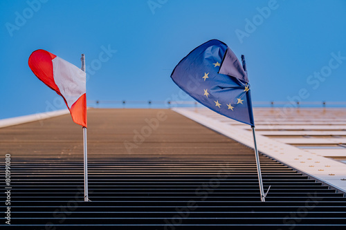 Flaga Polski i Unii europejskiej