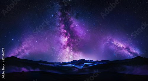a purple and blue sky filled with lots of stars