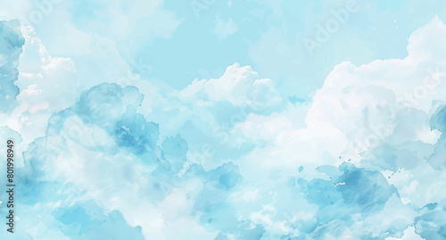 a blue and white painting of clouds in the sky