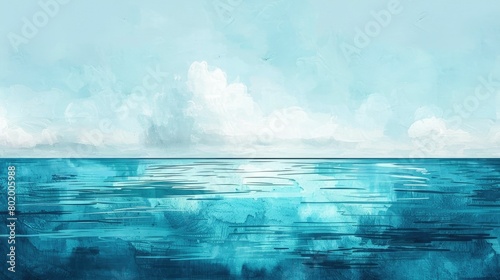 A minimalist drawing of a calm seascape, artful and soothing