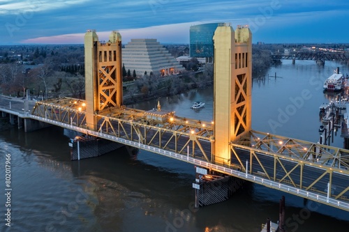 The Tower Bridge over the Sacramento River, West Sacramento, California, United States.