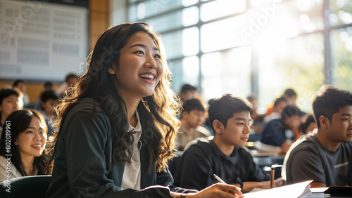 Portrait of a korean American university student with a happy expression